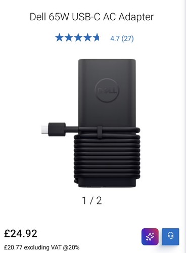 Dell 65w usb charger - 65w,